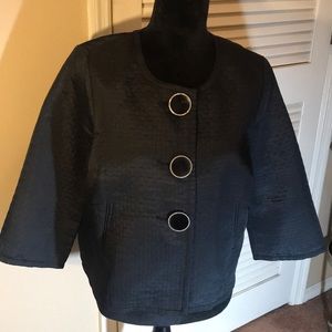 Kim Rogers black 3/4” sleeve light jacket pattern